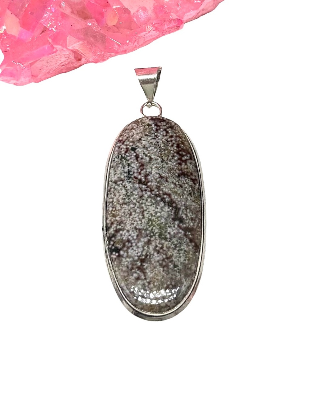 Ocean Jasper Necklace Pendant 925 Sterling Silver Overlay